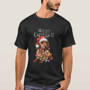 Teckel Kerstverlichting Xmas Hondenliefhebber Sant T-shirt