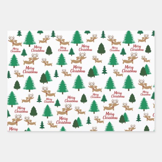 Teckel Kerstverpakking Papier Variety Set Inpakpapier Vel (Voorkant)