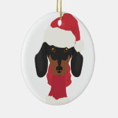 Teckel kerstversiering. sneeuwvlokdecoratie keramisch ornament (Rechts)