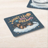 Teckel korte benen grote dromen kartonnen onderzetters (Schuin)