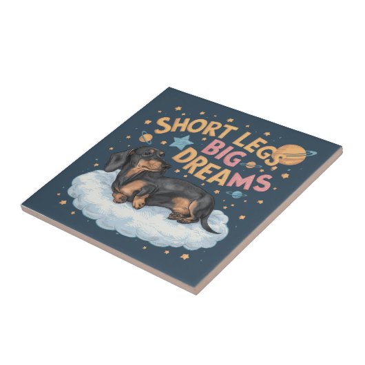 Teckel korte benen grote dromen tegeltje (Zijkant)