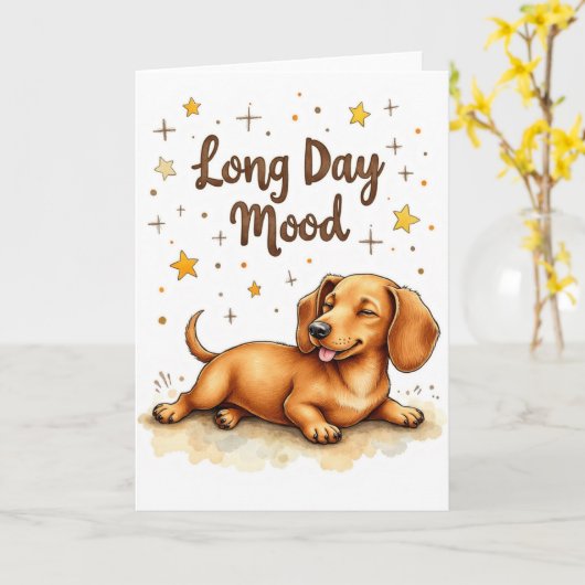 teckel "lange dag stemming" grappige groet kaart (Gele Bloem)