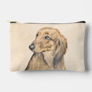 Teckel langharige rode schilderij Originele hond k Etui