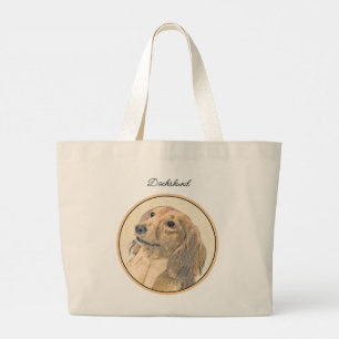 Teckel langharige rode schilderij Originele hond k Grote Tote Bag