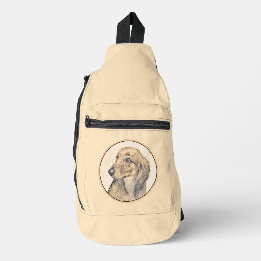 Teckel langharige rode schilderij Originele hond k Sling Bag (Voorkant)