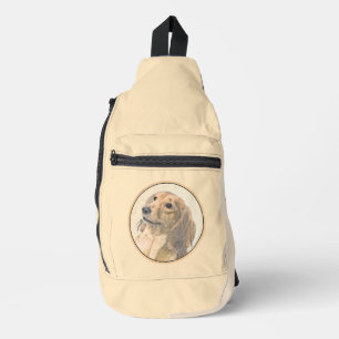 Teckel langharige rode schilderij Originele hond k Sling Bag
