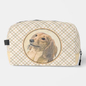 Teckel langharige rode schilderij Originele hond k Toilettasje (Voorkant)