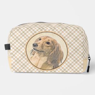 Teckel langharige rode schilderij Originele hond k Toilettasje