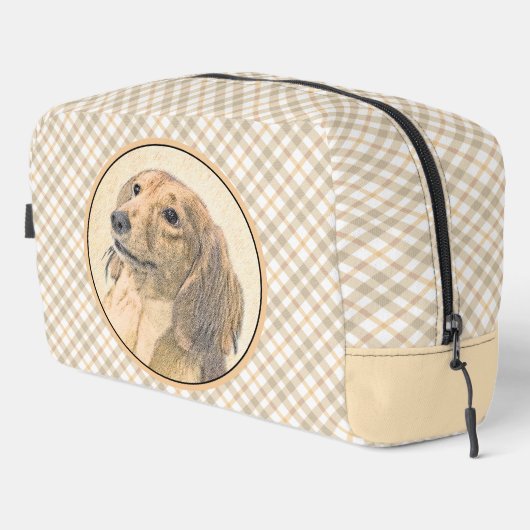 Teckel langharige rode schilderij Originele hond k Toilettasje (Rechterhoek)