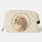 Teckel langharige rode schilderij Originele hond k Toilettasje (Achterkant)