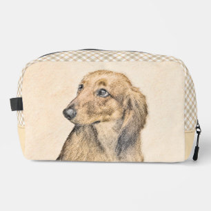Teckel langharige rode schilderij Originele hond k Toilettasje