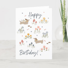 Teckel Liefhebbers Happy Birthday Bloemen Kaart