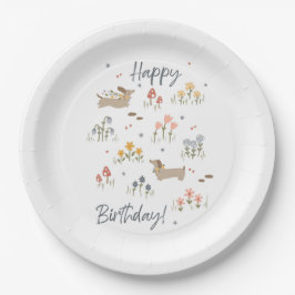 Teckel Liefhebbers Happy Birthday Bloemenfeest Papieren Bordje