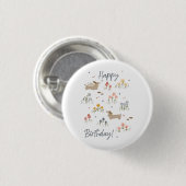 Teckel Liefhebbers Happy Birthday Bloemenfeest Ronde Button 3,2 Cm (Voorkant /achterkant)