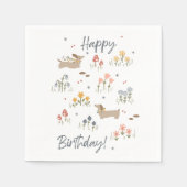 Teckel Liefhebbers Happy Birthday Bloemenfeest Servet (Voorkant)