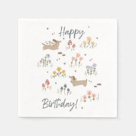 Teckel Liefhebbers Happy Birthday Bloemenfeest Servet