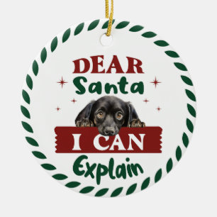 Teckel: Lieve Kerstman, ik kan het uitleggen Keramisch Ornament