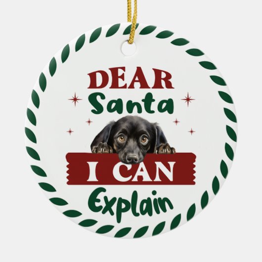 Teckel: Lieve Kerstman, ik kan het uitleggen Keramisch Ornament (Voorkant)