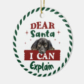 Teckel: Lieve Kerstman, ik kan het uitleggen Keramisch Ornament (Links)