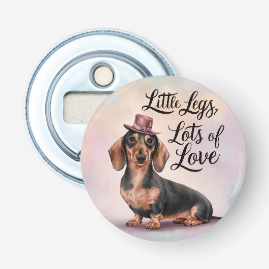Teckel Little Legs Veel liefde Button Flesopener (Voorkant)