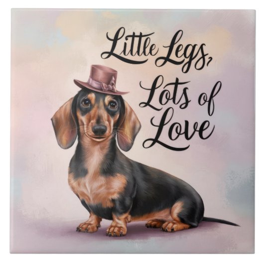 Teckel Little Legs Veel liefde Tegeltje (Voorkant)