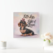 Teckel Little Legs Veel liefde Vierkante Klok (Huis)
