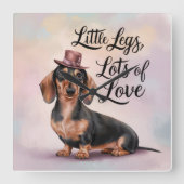Teckel Little Legs Veel liefde Vierkante Klok (Voorkant)