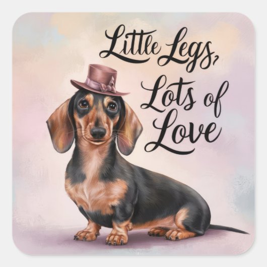 Teckel Little Legs Veel liefde Vierkante Sticker (Voorkant)