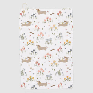 Teckel Lover Weiner Dog Sausage Dog Wildflower Golfhanddoek