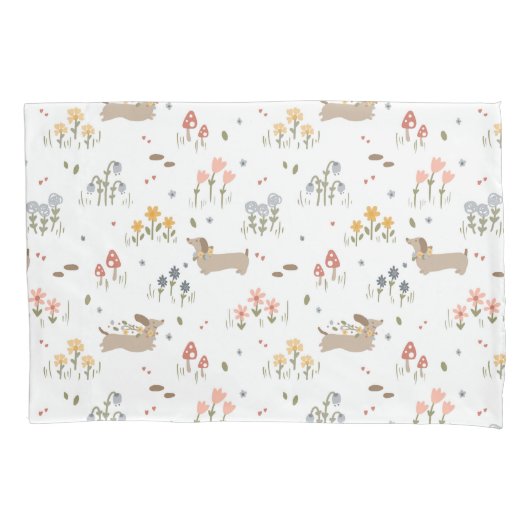 Teckel Lover Weiner Dog Sausage Dog Wildflower Kussensloop (Voorkant)