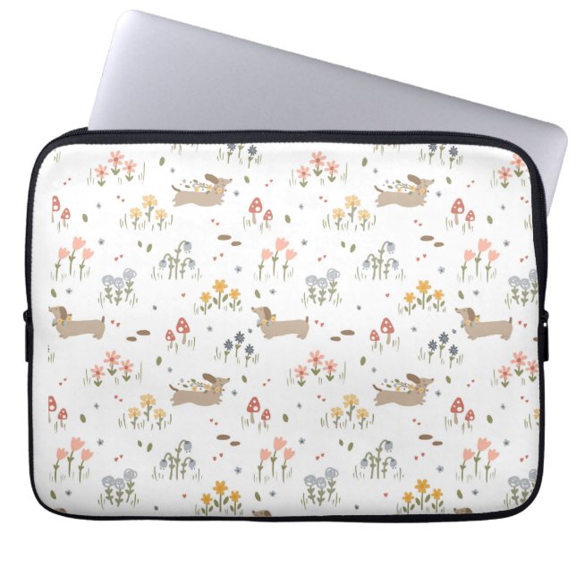 Teckel Lover Weiner Dog Sausage Dog Wildflower Laptop Sleeve (Voorkant)
