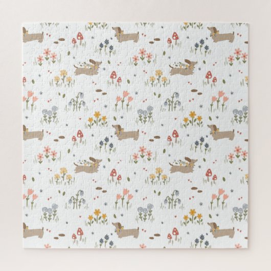 Teckel Lover Weiner Dog Sausage Dog Wildflower Legpuzzel (Verticaal)