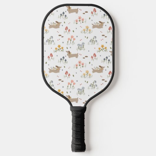Teckel Lover Weiner Dog Sausage Dog Wildflower Pickleball Paddle (Voorkant)
