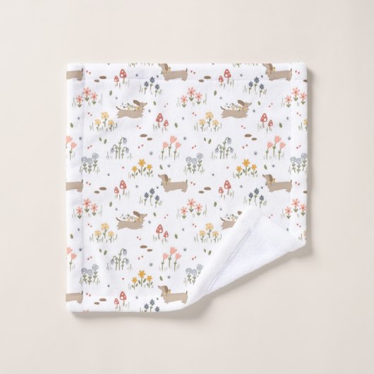 Teckel Lover Weiner Dog Sausage Dog Wildflower Washandje (Wasdoekje)