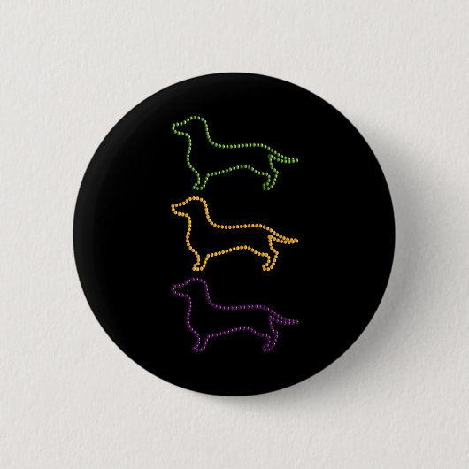 Teckel Mardi Gras Kralen Ronde Button 5,7 Cm (Voorkant)