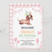 Teckel meisje party uitnodiging (Voorkant / Achterkant)
