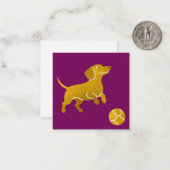 Teckel met bal Eenvoudige moderne worst hond Notitiekaartje (Voorkant / Achterkant in situ)