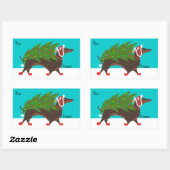 Teckel met Kerstboom Gift Sticker Lable (Vel)