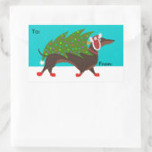 Teckel met Kerstboom Gift Sticker Lable (Tas)