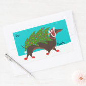 Teckel met Kerstboom Gift Sticker Lable (Envelop)