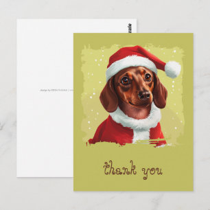 Teckel met Kerstman Outfit - Kerstmis 1 Briefkaart