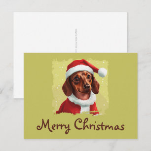 Teckel met Kerstman Outfit - Kerstmis 1 Briefkaart