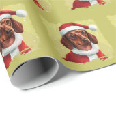 Teckel met Kerstman Outfit - Kerstmis 1 Cadeaupapier (Rol Hoek)