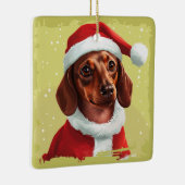 Teckel met Kerstman Outfit - Kerstmis 1 Keramisch Ornament (Rechts)