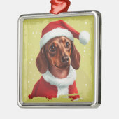 Teckel met Kerstman Outfit - Kerstmis 1 Metalen Ornament (Links)