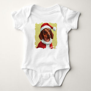 Teckel met Kerstman Outfit - Kerstmis 1 Romper