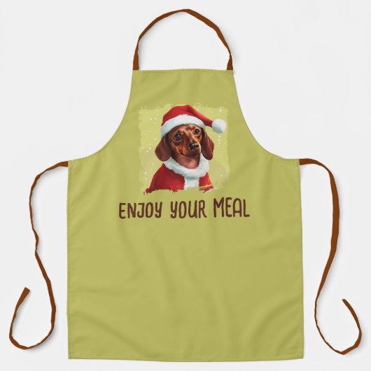 Teckel met Kerstman Outfit - Kerstmis 1 Schort (Voorkant)