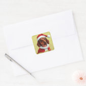 Teckel met Kerstman Outfit - Kerstmis 1 Vierkante Sticker (Envelop)
