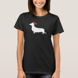 Teckel met kerstmuts met kersthond t-shirt