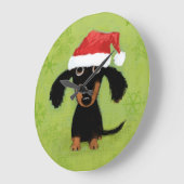 Teckel met Santa Hat | Wiener Dog Christmas Grote Klok (Hoek)